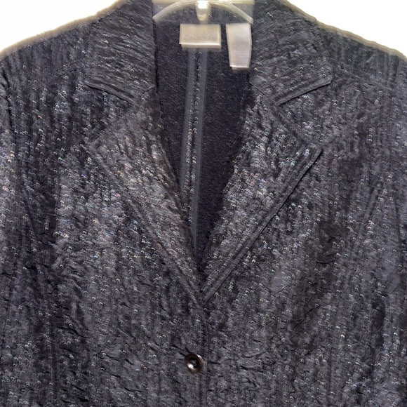 🌹CHICOS BLACK SHINY SUIT JACKET - Picture 3 of 5